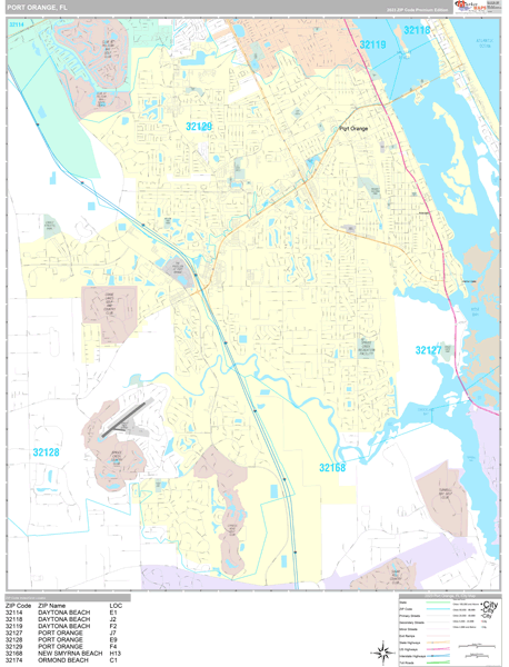 Port Orange, FL Wall Map